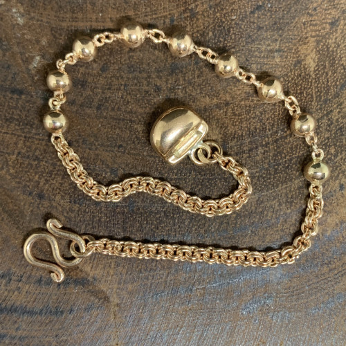 สร้อยข้อมือ นาก40 ลายห่วงคู่ เม็ดประคำ ครึ่งหน้า ความยาว 18.50 ซม. นน. 5.59 g
