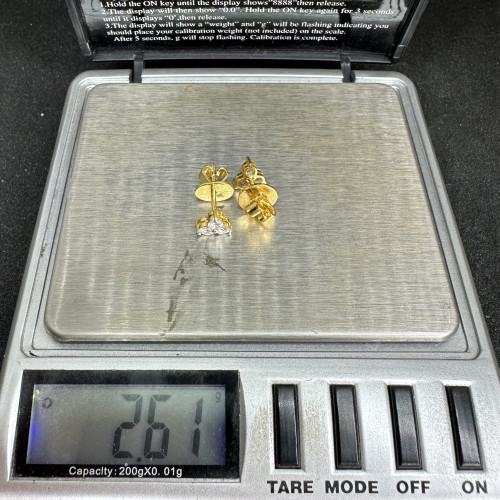 ต่างหู เพชรมิตซู ฝังเตย 6/0.45 กะรัต ทอง18K งานสวยมาก นน.  2.61 g 7