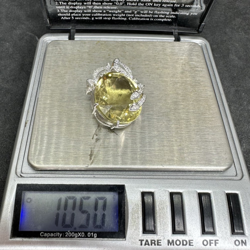 จี้ เลมอน ควอตซ์ ฝังเพชร 46 เม็ด 0.70 กะรัต ทอง18Kขาว งานสวย น่ารักมาก นน. 10.50 g 5