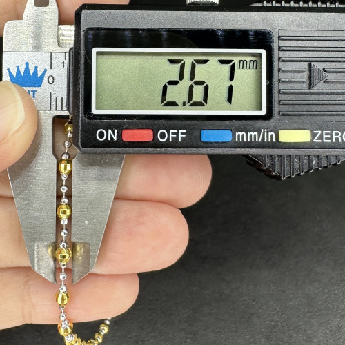 สร้อยคอ อิตาลี750 ทอง18K ลายเม็ดกลมไข่ปลา ตัดลาย 2 กษัตริย์ รอบเส้น ความยาว 26 นิ้ว สวมหัวได้ นน. 9. 7