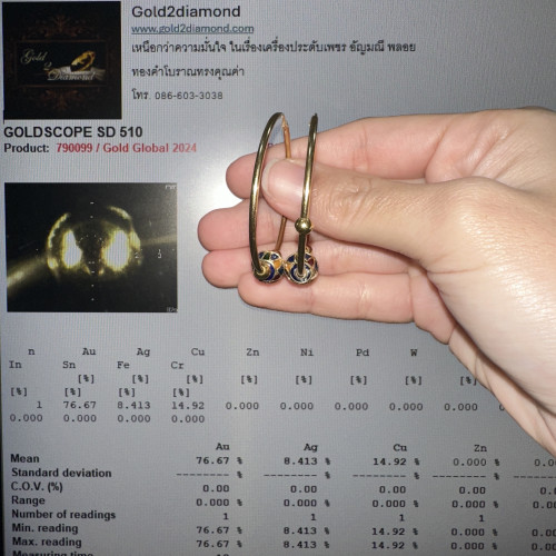 ต่างหู ห่วง ทองลงยา ทอง18K หลุดจำนำ งานสวย น่าสะสม นน. 7.00 g 4
