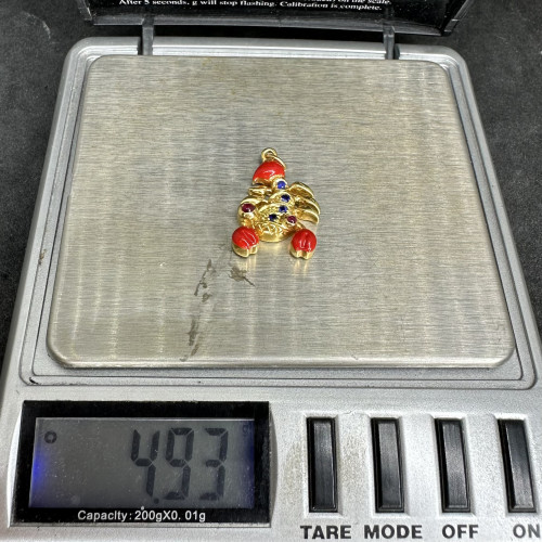 จี้ แมงป่อง ทองลงยา ฝังทับทิม ไพลิน เจียร ทอง90 งานสวย น่ารักมาก นน. 4.93 g 5