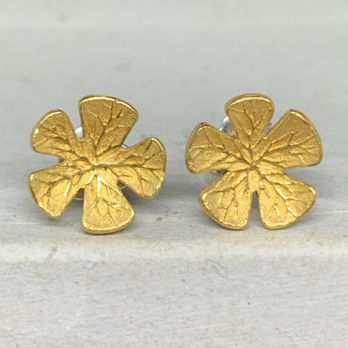 ต่างหู Prima Gold ทอง24K ลายดอกไม้ แป้นทอง14K นน. 4.57 g