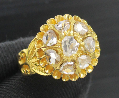 แหวน เพชรซีก กระจุกดอกจอก ทอง90 งานเก่า หลุดจำนำ สวยมาก นน. 6.42 g