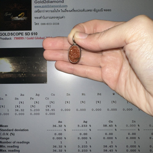 จี้ ทรายประกายทอง เลี่ยมนาก40 นน. 2.93 g 4