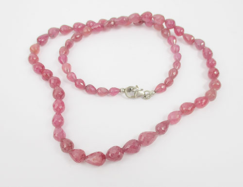 สร้อยคอ ทับทิม พม่า ทรงหยดน้ำ รอบเส้น ตะขอเงิน925 งานสวยมาก นน. 25.56 g 2