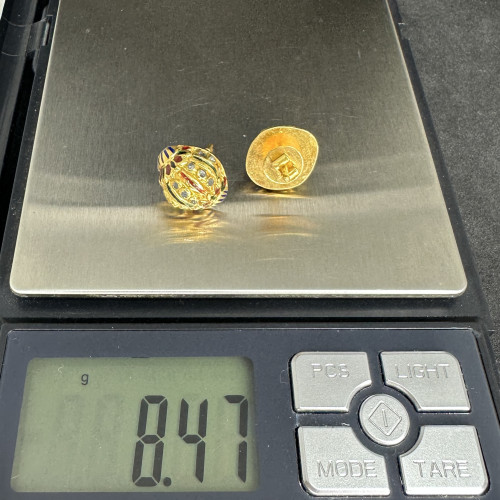 ต่างหู เพชรซีก ทองลงยา ทอง90 นน. 8.47 g 8