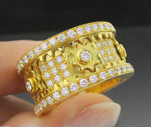 แหวน เพชรรอบ เฟืองกล ฝังเพชร 126 เม็ด 1.74 กะรัต ทอง18K งานสวยมาก นน. 18.38 g