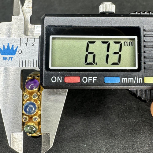 แหวน พิรอด นพเก้า คั่นเพชรซีก รอบวง ทอง90 ขนาด 52.5 งานไทยรุ่ง นน. 6.92 g 7
