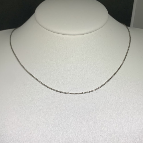 สร้อยคอ อิตาลี750 ทอง18Kขาว ลายโซ่เหลี่ยม รอบเส้น ความยาว 16 นิ้ว นน. 3.27 g 1