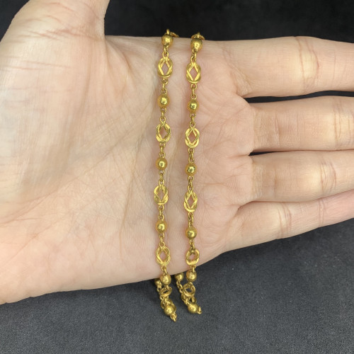 สร้อยคอ ทอง100 ลายเม็ดกลม เชือกเงื่อน ทองเก่า งานโบราณ สวยมาก นน. 14.84 g 3