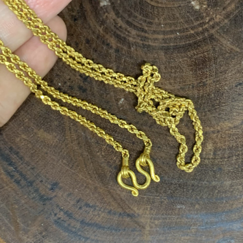 สร้อยคอ ทอง100 ลายดอกหมาก รอบเส้น ความยาว 24 นิ้ว สวมหัวได้ ทองเก่า ลายโบราณ หายาก นน. 30.46 g 3