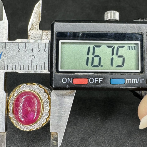 แหวน ทับทิม หลังเบี้ย ล้อมเพชรกุหลาบ 20 เม็ด 0.60 กะรัต ฝังเพชร 54 เม็ด 0.60 กะรัต ทอง90 นน. 11.34 g 7