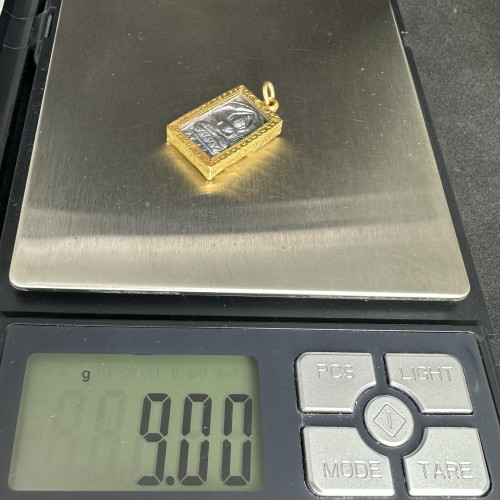 พระมเหศวร เนื้อสำริด เลี่ยมทอง60-70% หลุดจำนำ น่าสะสม นน. 9.00 g 6