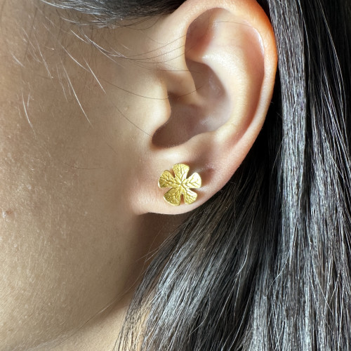 ต่างหู Prima Gold ทอง24K ลายดอกไม้ แป้นทอง14K นน. 4.57 g 6