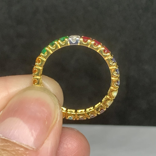 แหวน นพเก้า รอบวง ฝังเพชร 1 เม็ด 0.12 กะรัต ทอง90 ขนาด 60 นน. 4.06 g 3