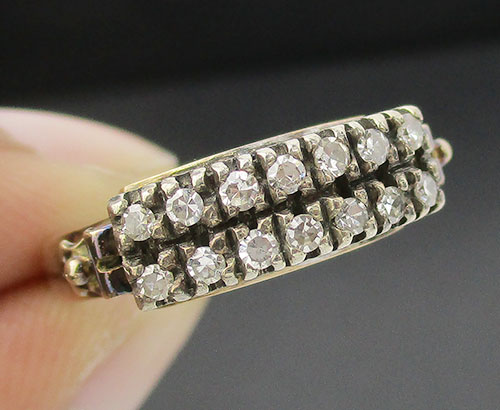 แหวน เพชรแถว เพชร 14 เม็ด 0.14 กะรัต ทองK 2 สี งานสวยมาก นน. 3.98 g