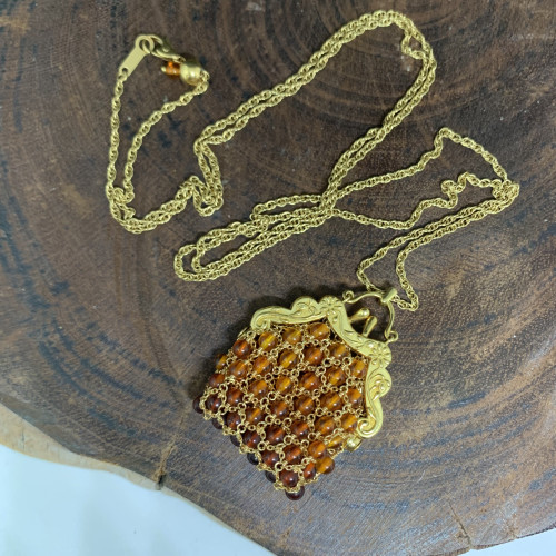 สร้อยคอ กระเป๋า อำพัน ทอง18K กระเป๋าเปิดได้ ความยาว 18 - 28 นิ้ว นน. 18.00 g 1