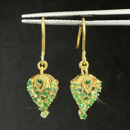 ต่างหู มรกต ตุ้งติ้ง ทอง22K แบบเกี่ยว นน. 3.54 g