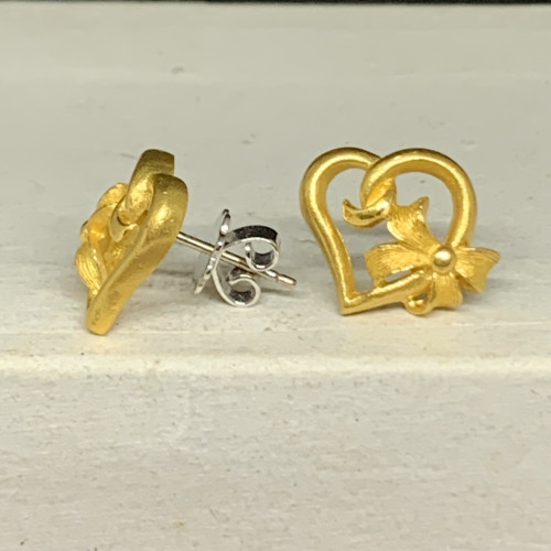 ต่างหู Prima Gold ทอง24K ลายหัวใจผูกโบว์ แป้นทอง14K นน. 8.00 g 1