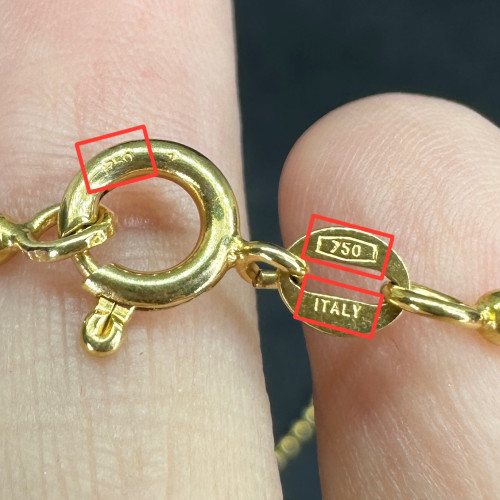 สร้อยคอ อิตาลี750 ทอง18K ลายเม็ดกลม ตัดลาย รอบเส้น ความยาว 19 นิ้ว นน. 9.10 g 5