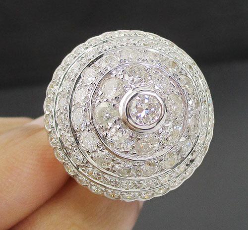 แหวน เพชรกระจุก ทรงพุ่ม เพชร 81 เม็ด 2.57 กะรัต ทอง90 แบบงานสวยมาก นน. 11.15 g