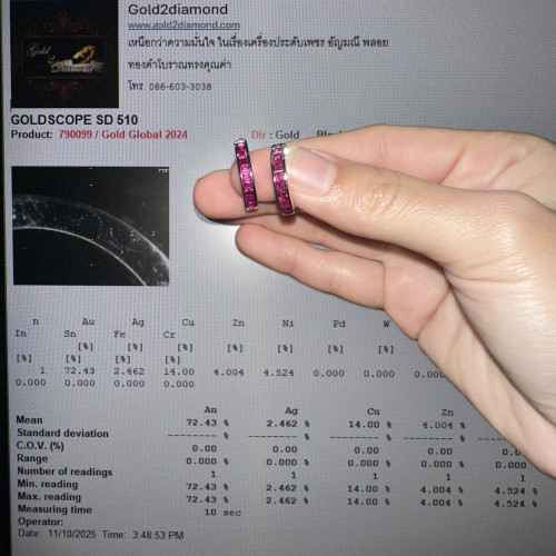 ต่างหู ห่วงทับทิม Princess ทอง18Kขาว นน. 5.12 g 5