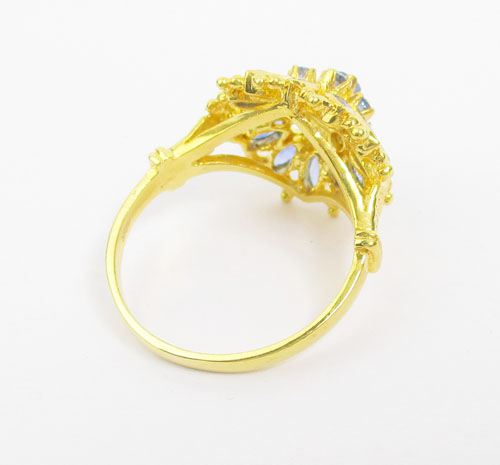 แหวน ไพลิน กาญจนบุรี ทรงพุ่ม ทอง 90 ขนาด 54.5 งานเก่า แบบสวย นน. 5.90 g 2