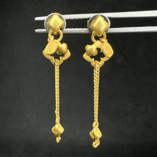 ต่างหู Gold Master ทอง24K ลายดาว ตุ้งติ้ง แป้นทอง14K นน. 4.19 g