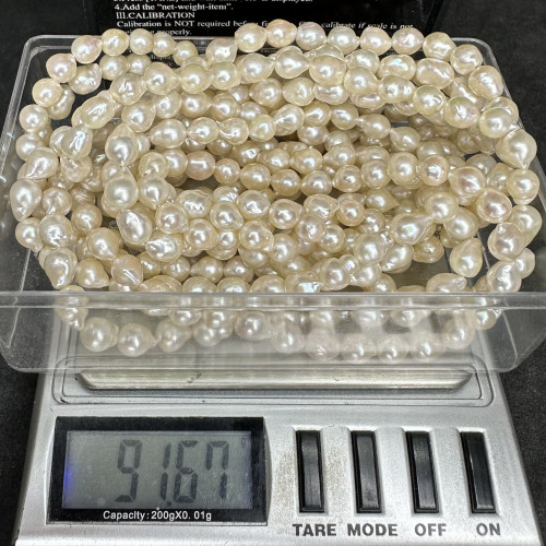สร้อยคอ มุก อะโกย่า 3 สาย 5 มิล รอบเส้น ตะขอเงิน925 งานสวยมาก นน. 91.67 g 6
