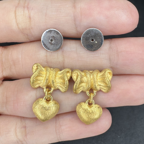 ต่างหู Gold Master ทอง24K ลายโบว์ หัวใจ ตุ้งติ้ง แป้นทอง14K นน. 10.79 g 4