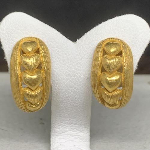 ต่างหู Prima Gold ทอง24K ลายหัวใจแถวโค้ง แป้นทอง14K นน. 9.00 g