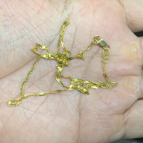 สร้อยคอ ทอง96.5 ลายโซ่ข้อรี รอบเส้น ตะขอทอง18K ความยาว 17 นิ้ว นน. 3.00 g 2