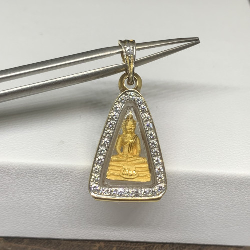 หลวงพ่อโสธร เนื้อทองคำ กรอบทอง ฝังเพชร 31 เม็ด 0.62 กะรัต เลี่ยมทอง90 นน. 7.24 g