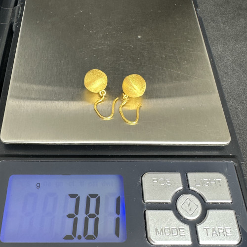ต่างหู ทอง96.5 ลายเม็ดกลม ตุ้งติ้ง แบบเกี่ยว นน. 3.81 g 8