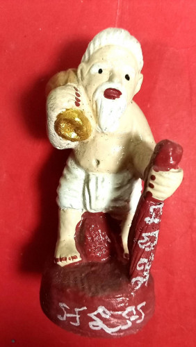 รูปหล่อชูชกว่านทรายเสกเกสรดอกไม้สูง3นิ้วบรรจุตะกรุดกำเนิดเทวดาสูง3นิ้ว 