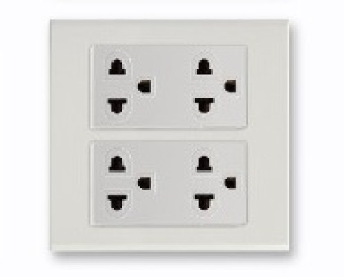 EVE LIGHTING MODEL : หน้ากากพร้อมเต้ารับคู่ 3 ขา 16A 250V ขนาด 3 ช่อง x 2 ราคา 168.00 บาท