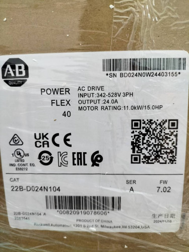ALLEN BRADLEY INVERTER POWER FLEX 40 MODEL: 22B-D024N104 SER: A ราคา 30,240.00 บาท