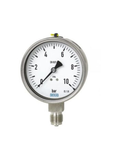 48736160 : WIKA DN 38.1 DN 38.1 Pressure Gauge, 100 mm, 9 bar