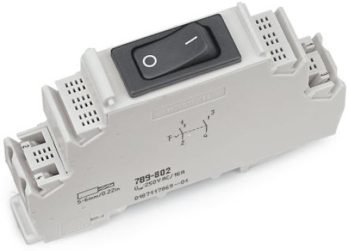 789-801 : WAGO Circuit Breaker, 16A, 250V ac AC