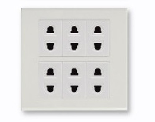 EVE LIGHTING MODEL : หน้ากากพร้อมเต้ารับเดี่ยว 2 ขา 16A 250V ขนาด 1 ช่อง x 6 ราคา 111.00 บาท