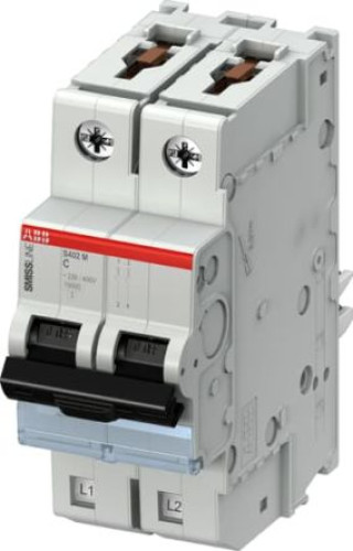 2CCS572001R0404 : ABB SMISSLINE TP S402M-C40 Miniature Circuit Breaker, 2-Pole, 40A, Type C, 415V ac