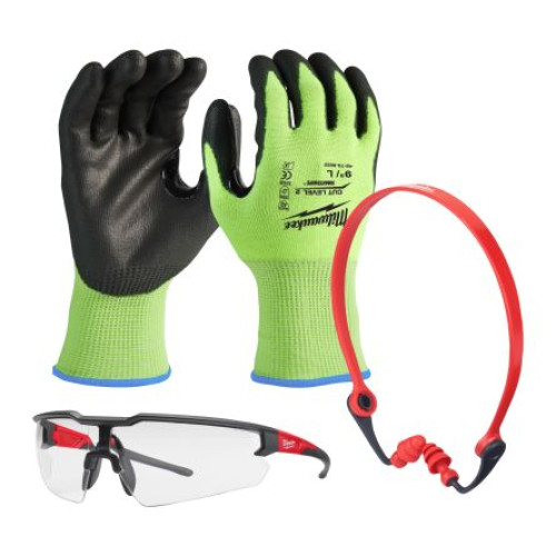 4932492065 : Milwaukee General Personal Protection Kit Containing Safety Glasses, Gloves, Ear Plug