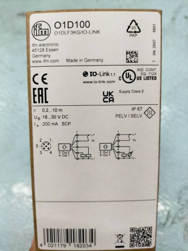 IFM ELECTRIC MODEL: O1D100 / O1DLF3KG/IO-LINK 18-30VDC 200MA ราคา 13,500.00 บาท