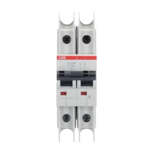 2CDS272337R0517 : ABB SU200 M Circuit Breaker, 2-Pole, 25A, Type K, 440V ac AC, 96 V dc DC, 15 kA Br