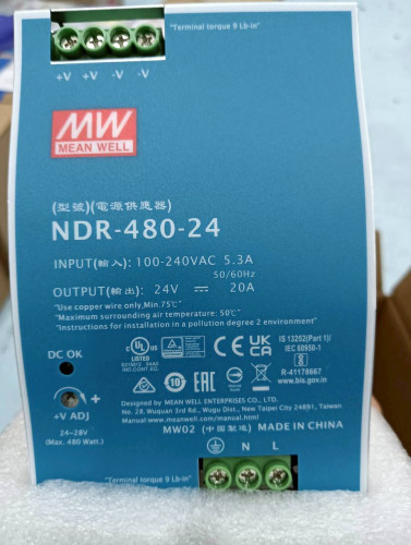 MEAN WELL POWER SUPPLY MODEL: NDR-480-24 24V 20A ราคา 3,200.00 บาท