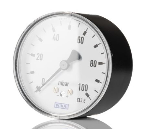 8977770 : WIKA 1/4 in NPT Threaded Pressure Gauge, 63 mm, 0.6 bar