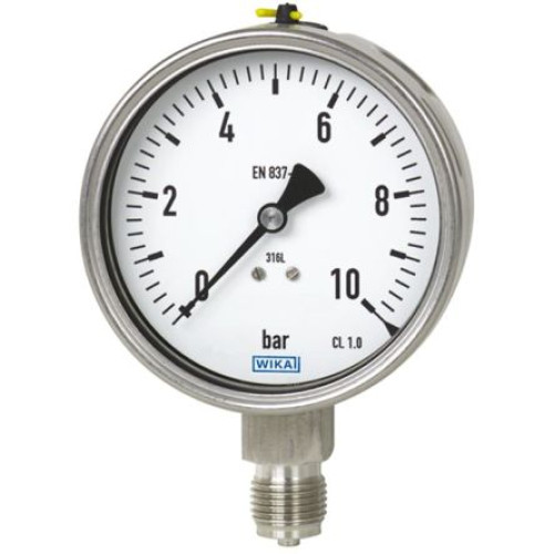48804359 : WIKA 1/2 in NPT 1/2 in NPT Pressure Gauge, 100 mm, 40 bar