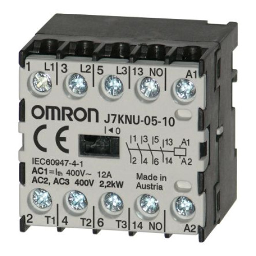 J7KNU-05-10 180 : Omron J7KNU Contactor, 180V ac Coil, 3-Pole, 5 A, 2.2 kW 180V ac, 1 NO, 440V