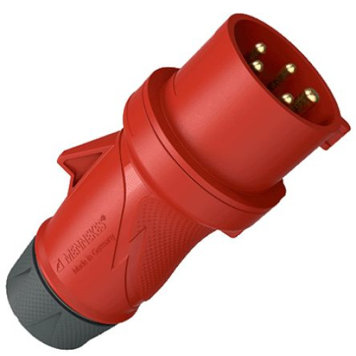13523 : MENNEKES, PowerTOP Xtra IP54 Red 5P Straight Connector, 32A, 400V